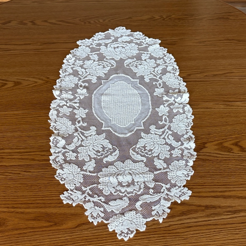 Elegant White Lace Table Runner